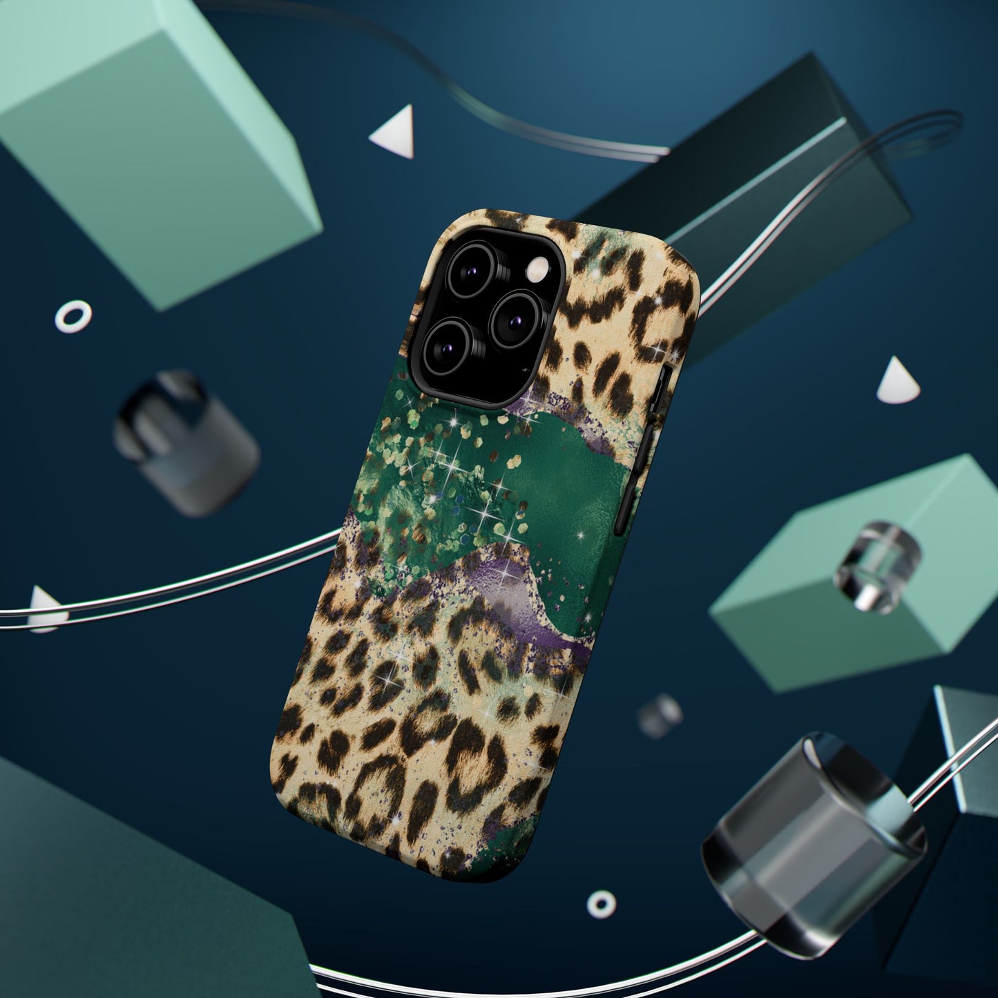 Emerald Glitter Leopard Print - MagSafe iPhone Series Case