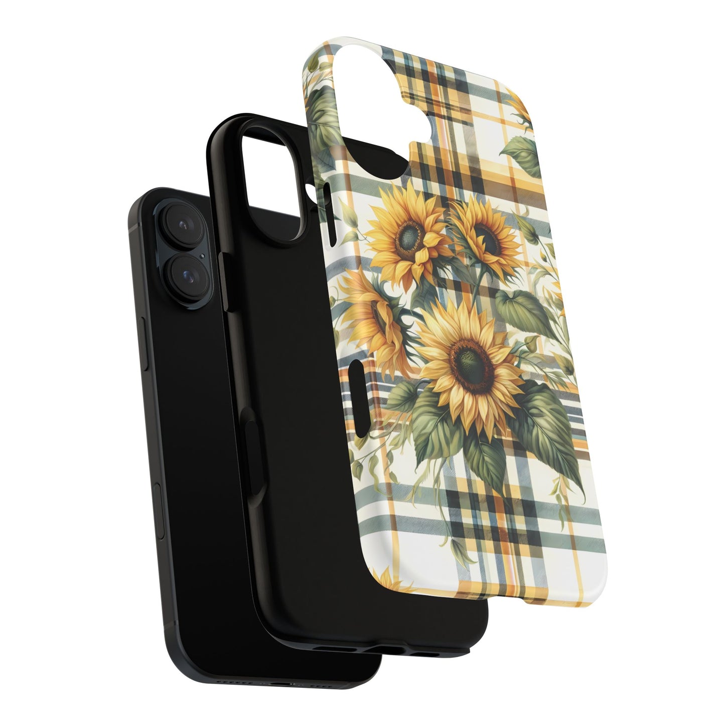 Cute Sunflower Phone Case - Sunny Blossom Plaid - Checkered Sunflowers Phone Case for iPhone & Samsung. Be Happy With These Bright Colors!