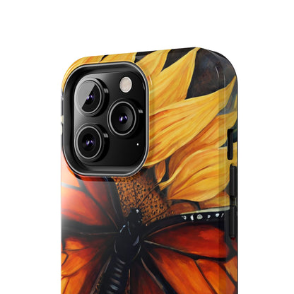 Monarch Butterfly & Sunflower Art – iPhone Case