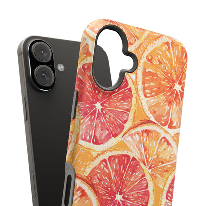 Watercolor Citrus Splash Tough MagSafe iPhone Case – Vibrant Fruit Print, Shock-Resistant Design