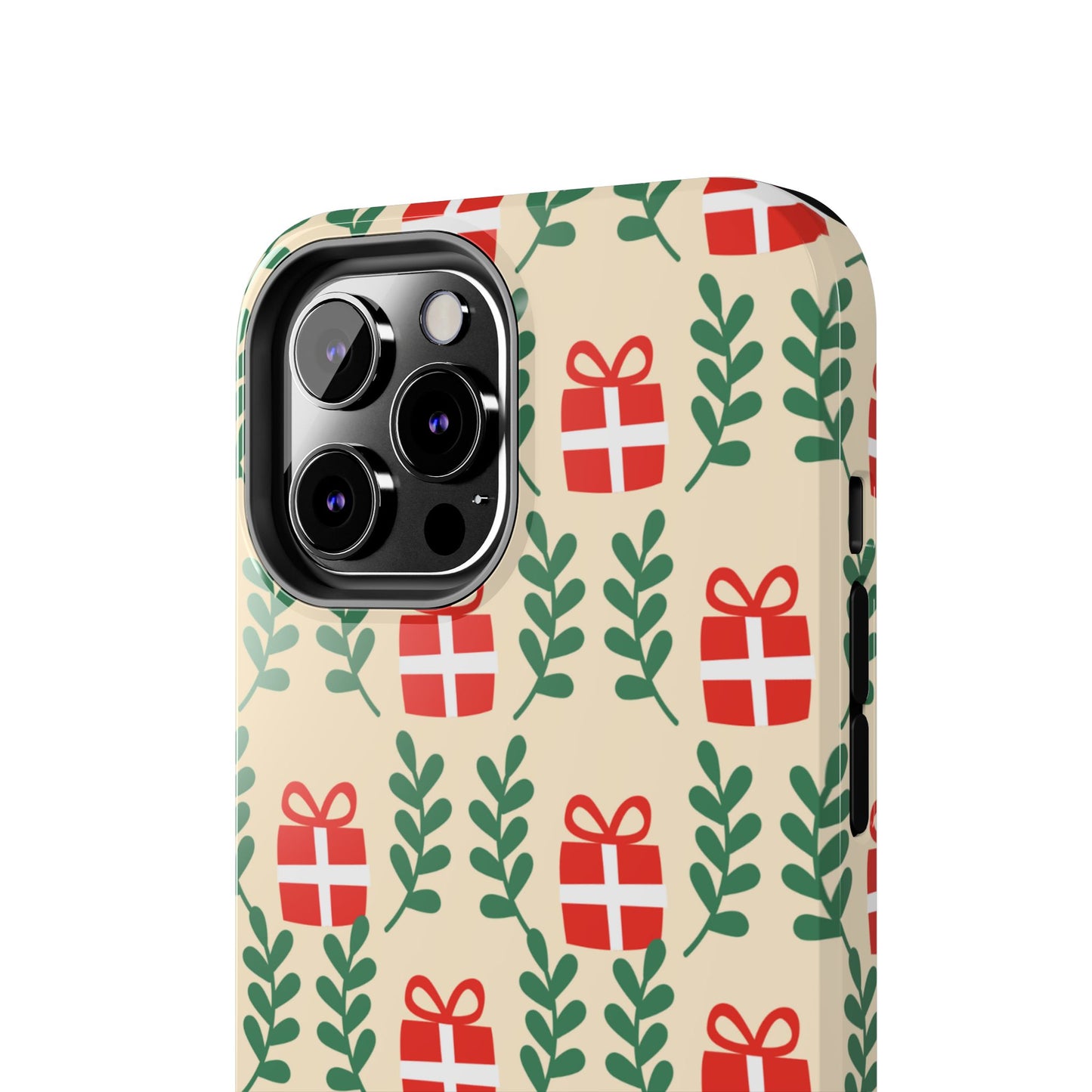 iPhone Case: Holiday Cheer – Red Gifts & Green Leaves