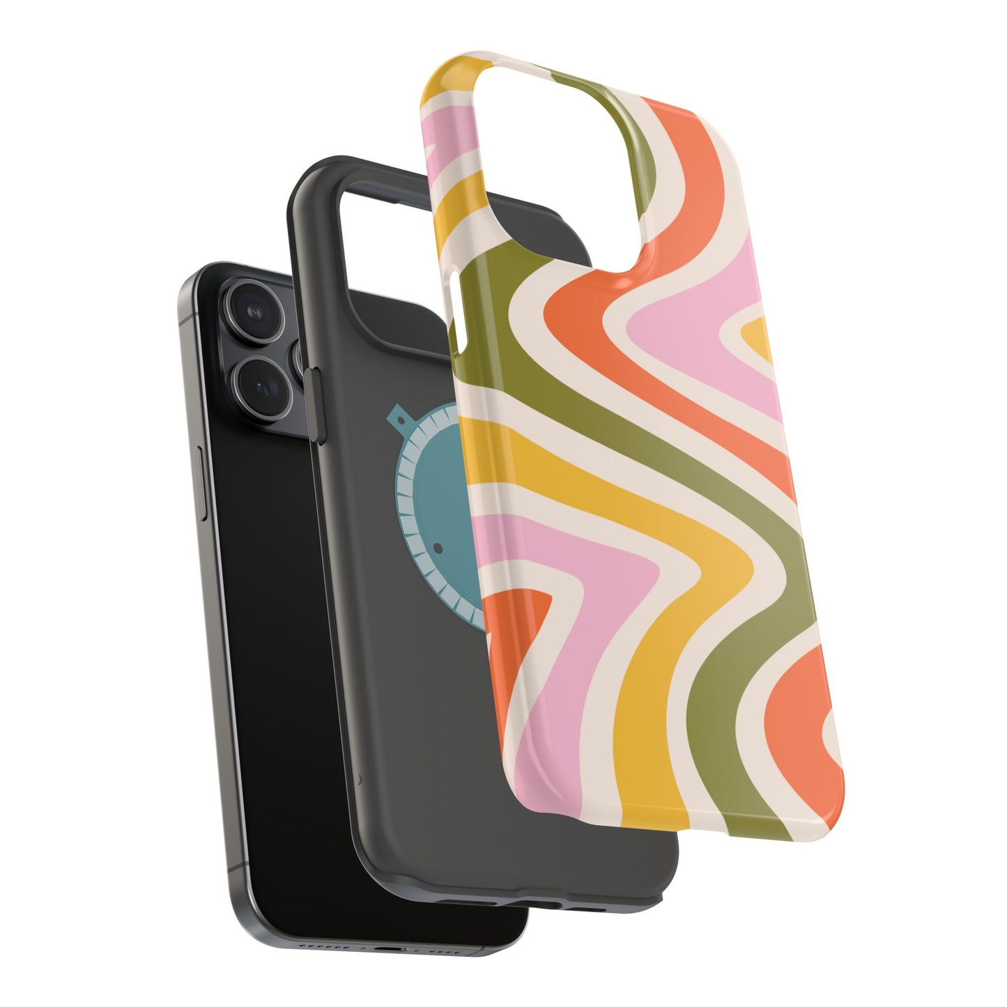 Retro Groove MagSafe iPhone Case – 70s-Inspired Design with Dual-Layer Protection