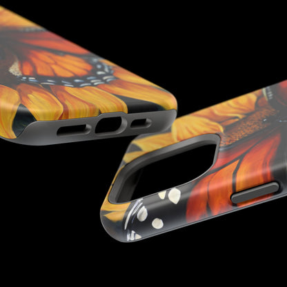 Monarch Butterfly & Sunflower Art – MagSafe iPhone Case