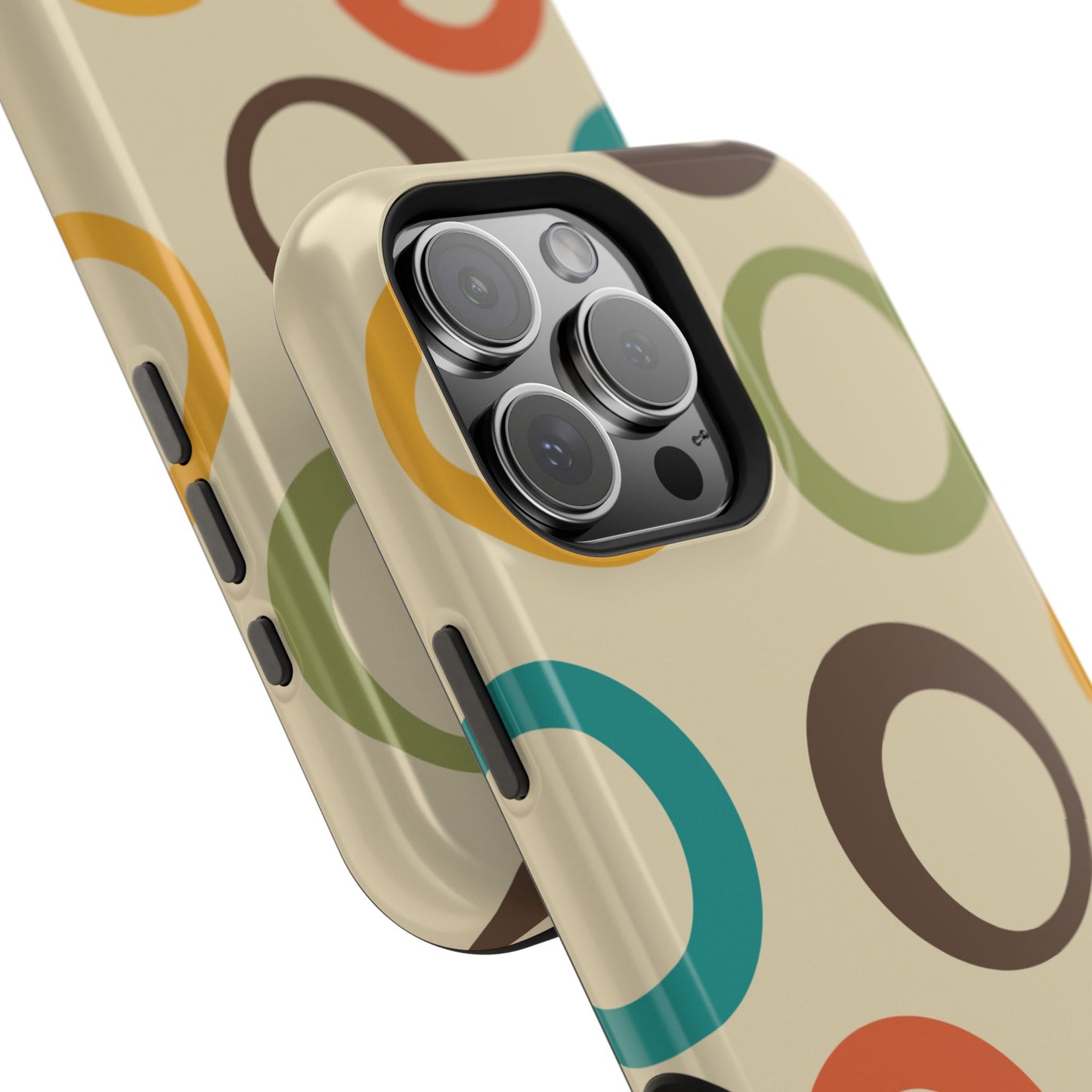Retro Colorful Rings MagSafe iPhone Case – Shockproof, Matte Finish, Dual-Layer Protection