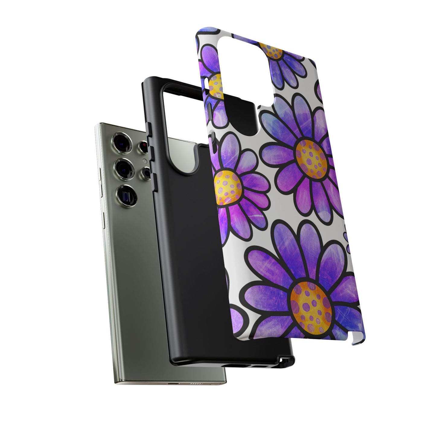 Purple Daisy Delight Samsung Galaxy Case – Slim Profile, Glossy Finish