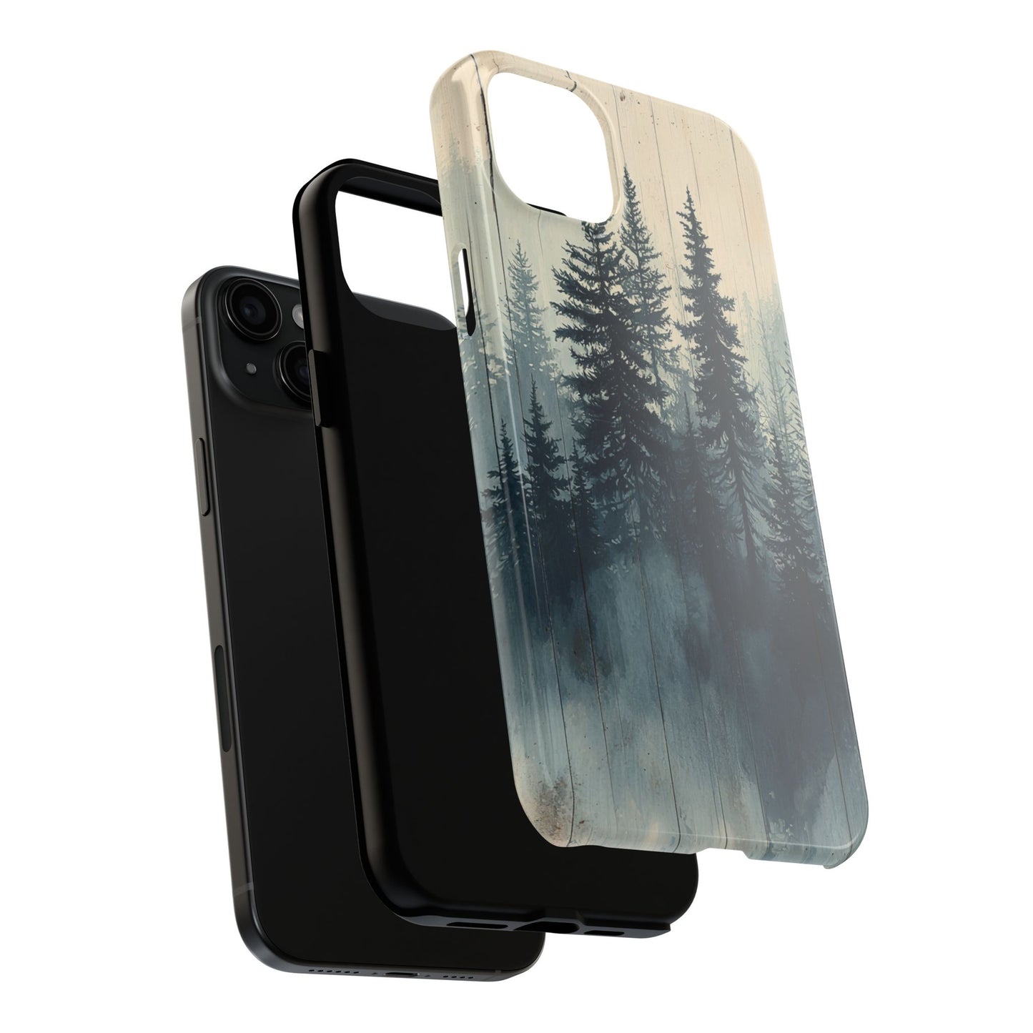 Misty Forest Wood iPhone Case - Nature-Inspired Protective Cover