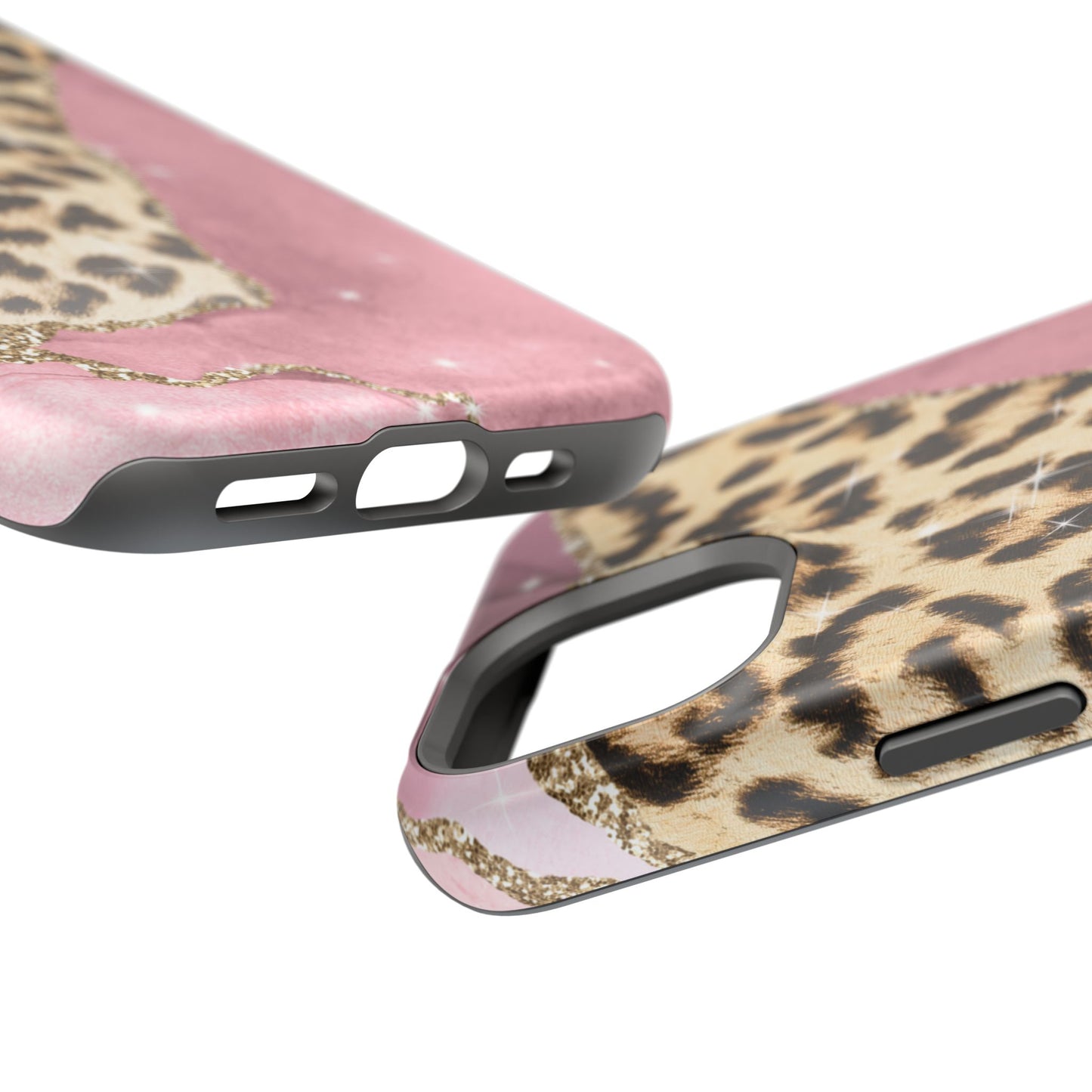 Pink Glam Leopard - MagSafe iPhone Series Case with Glitter Accents