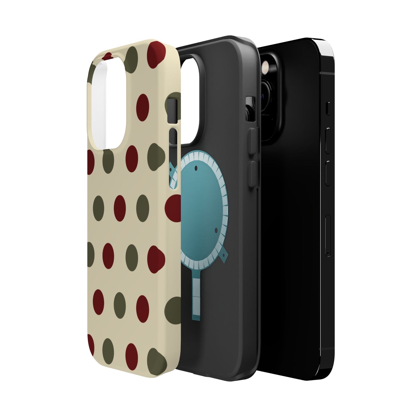 Red & Green Polka Dots on Cream – MagSafe iPhone Case