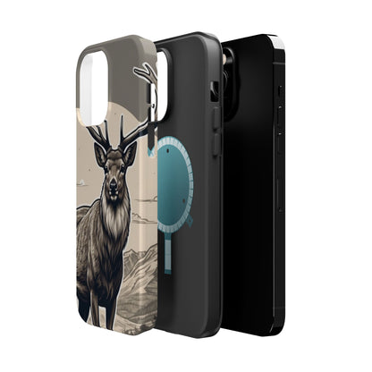 Monochrome Majesty – Regal Stag MagSafe iPhone Cases