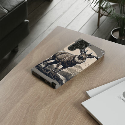 Monochrome Majesty – Regal Stag Samsung Galaxy Phone Case