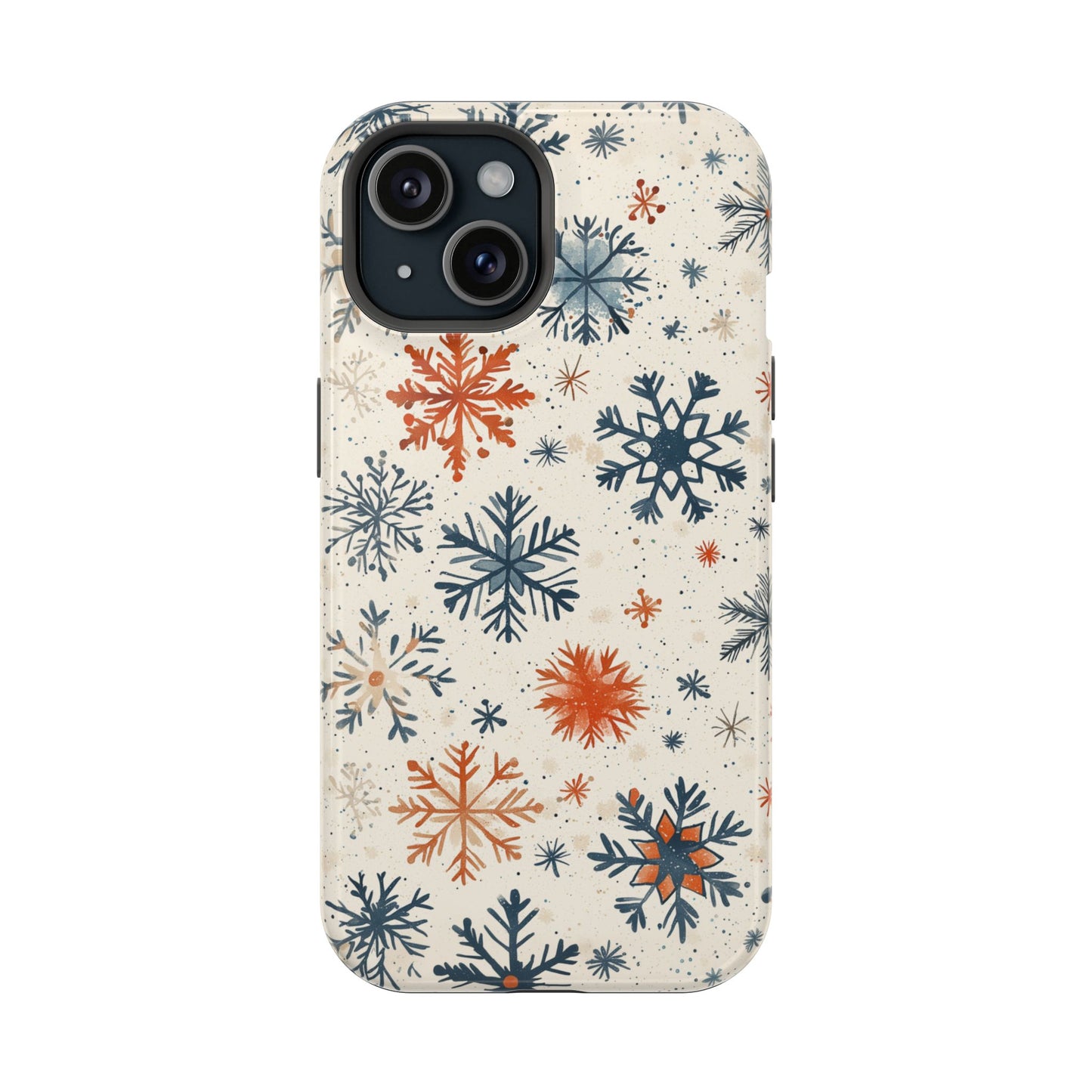 Rustic Orange and Blue Snowflake Pattern – MagSafe iPhone Series Case