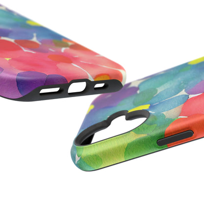 Rainbow Bloom Watercolor MagSafe iPhone Case – Slim Design, Glossy Finish