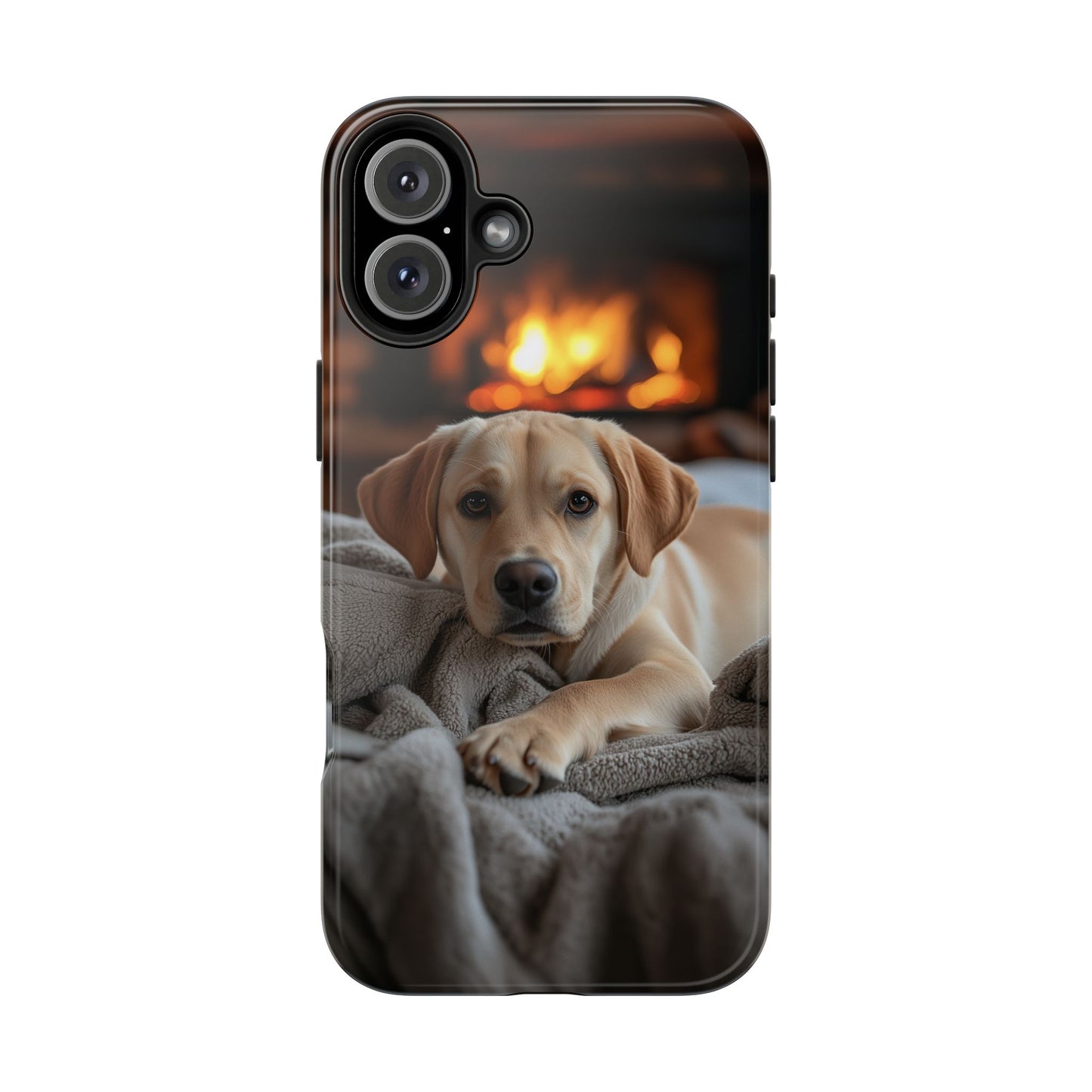 Cozy Golden Retriever by the Fireplace - iPhone Series Case