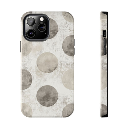 Vintage Polka Dot iPhone Case - Minimalist Neutral Protective Cover