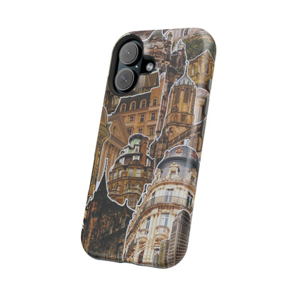 Vintage Architectural Collage MagSafe iPhone Case – Tough Dual-Layer Protection with Matte Finish