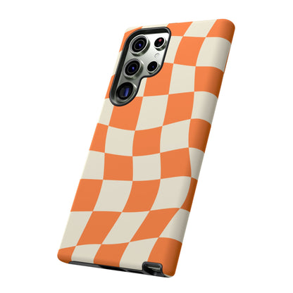 Wavy Retro Checkerboard Samsung Galaxy Case – Shockproof, Matte Finish, Dual-Layer Protection