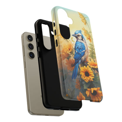 Blue Jay & Sunflowers Phone Case - Perfect Gift for Bird Lovers!