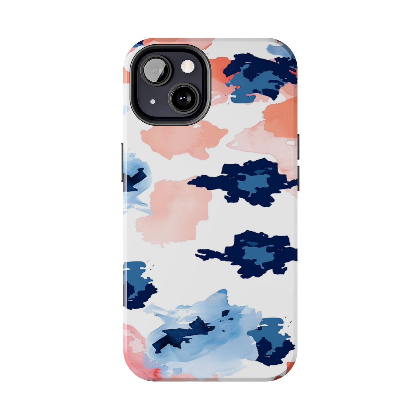 Abstract Coral & Navy Watercolor Design – iPhone Case