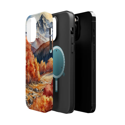 Watercolor Autumn Forest and Mountains - MagSafe iPhone Case