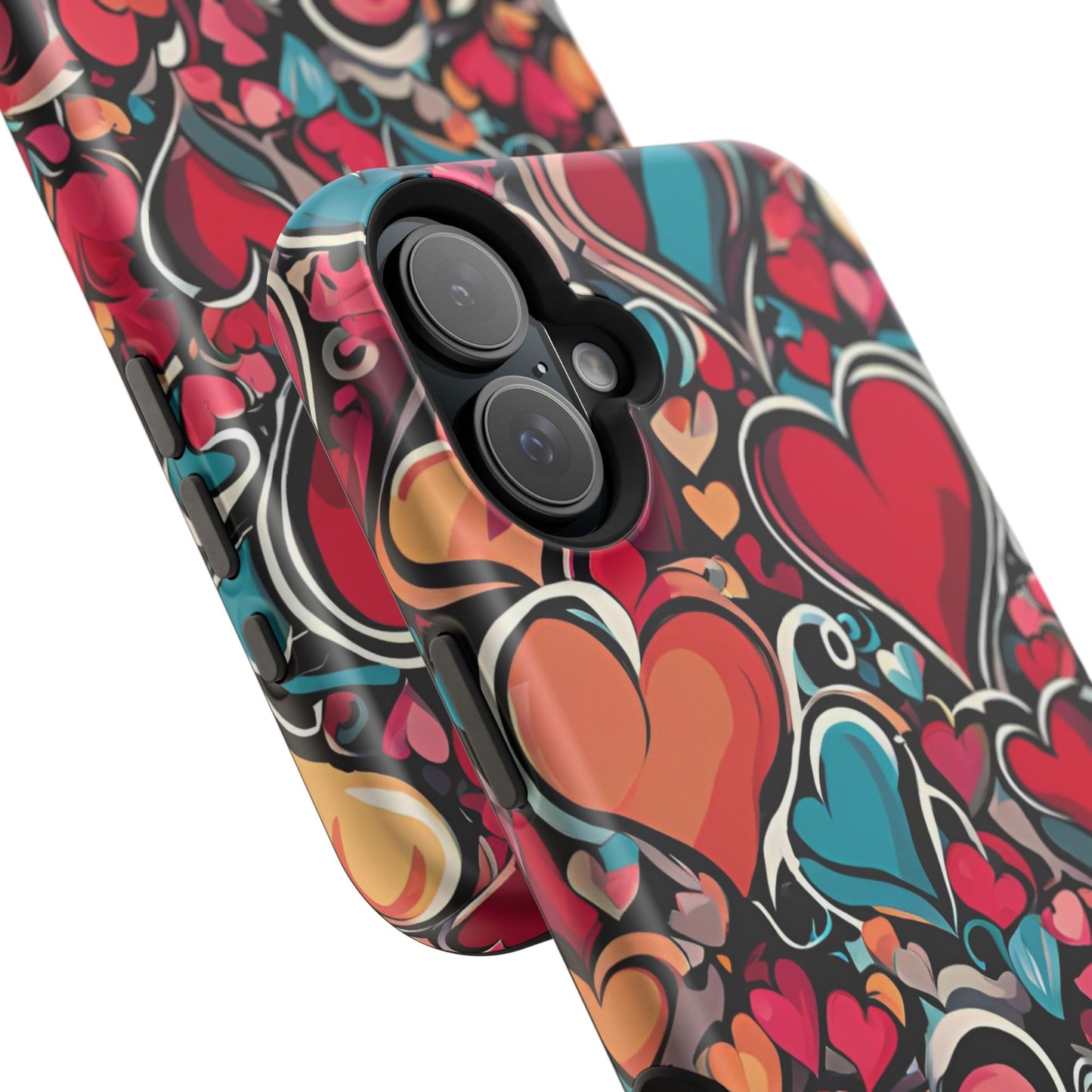 Vibrant Multicolor Heart Art – MagSafe-Compatible iPhone Case