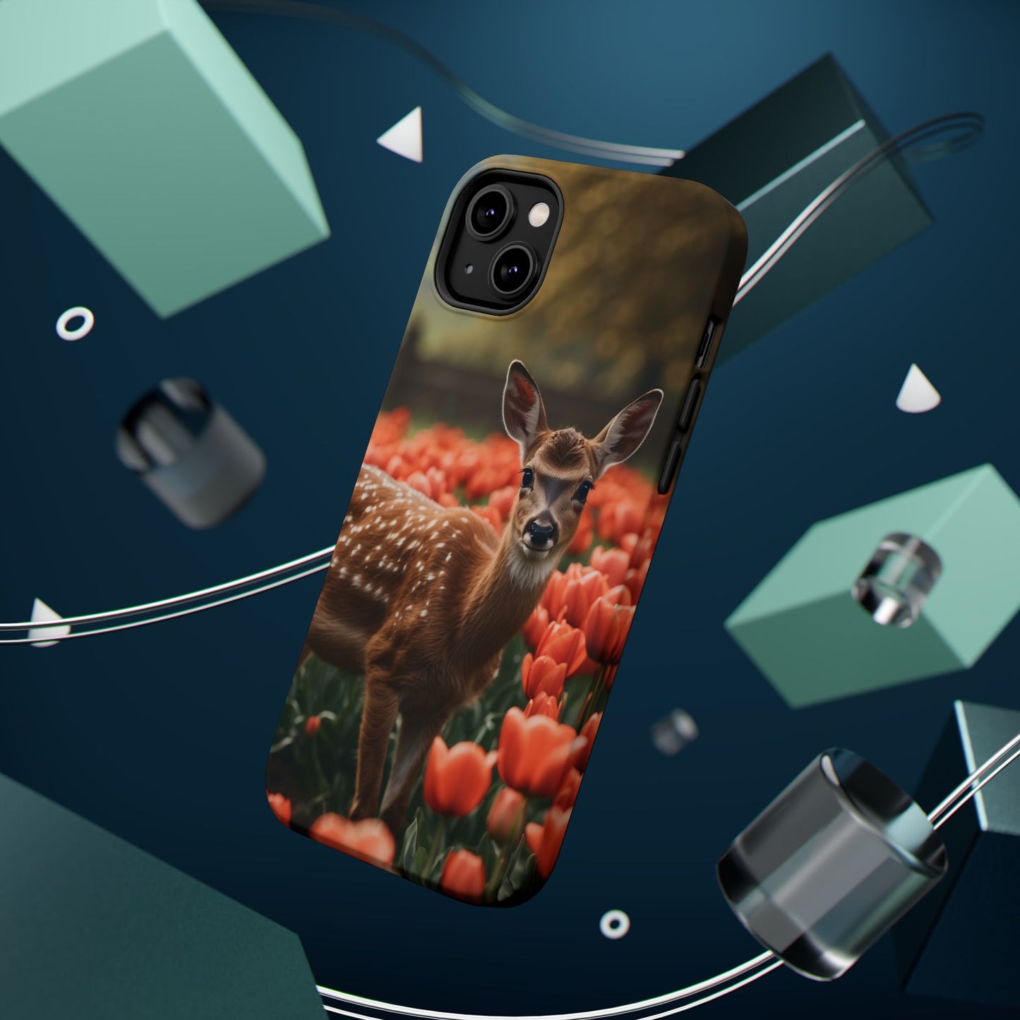 Fawn Among Tulips MagSafe iPhone Case