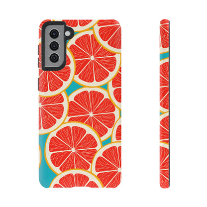 Ruby Grapefruit Pop Tough Samsung Galaxy Case – Vibrant Citrus Design, Shock - Resistant Protection - BOGO Cases