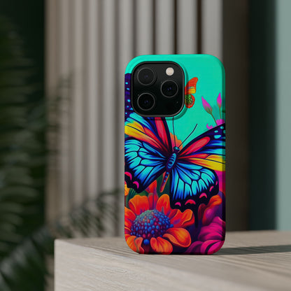 Vivid Butterfly & Floral Burst - MagSafe iPhone Case