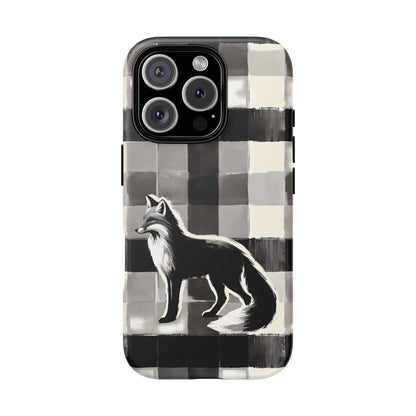 Black White Fox Phone Case - Monochrome Mystique