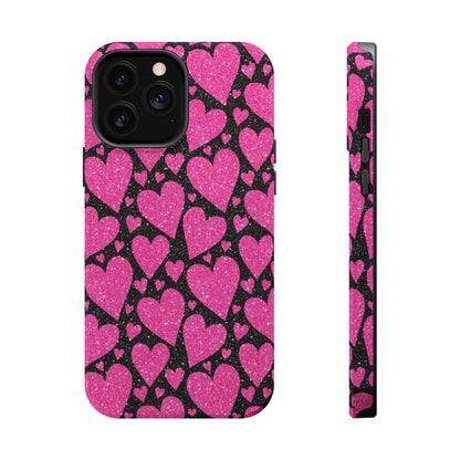 Glitter Hearts MagSafe iPhone Case