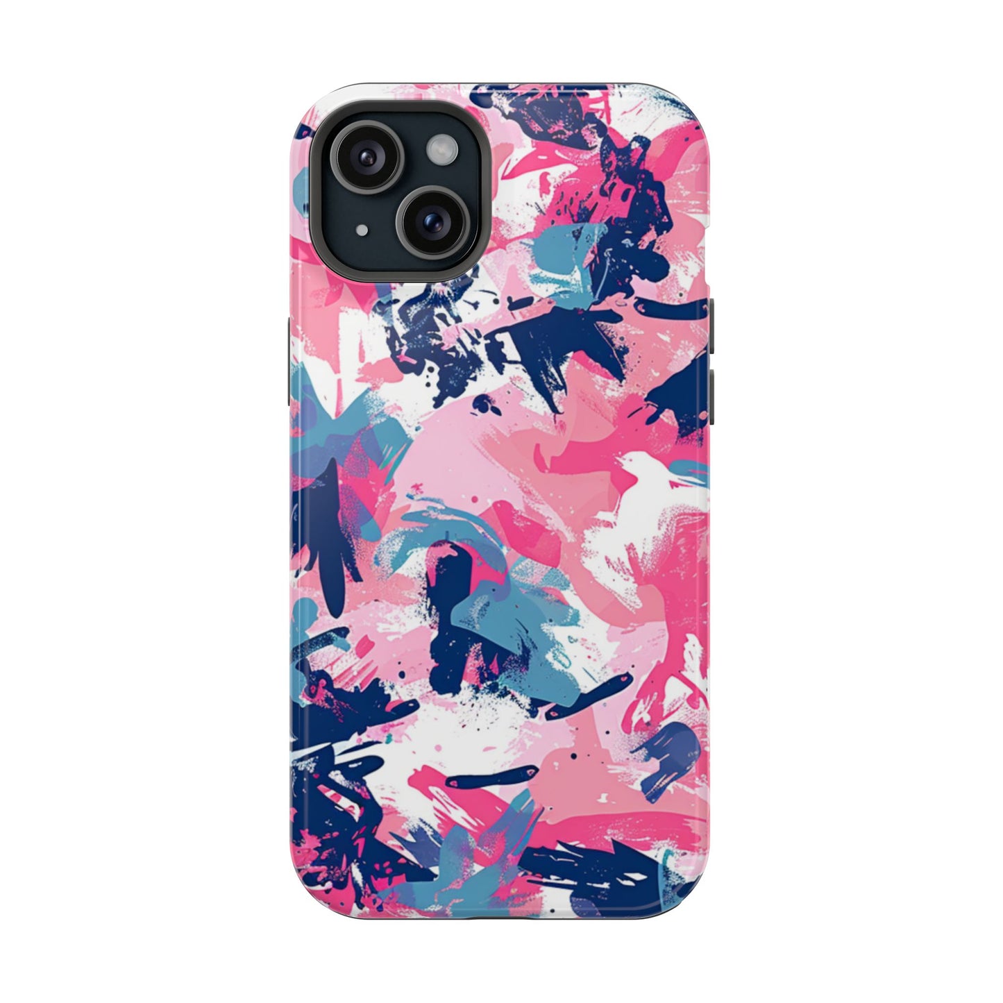 Vibrant Pink & Navy Abstract Splash – MagSafe iPhone Case