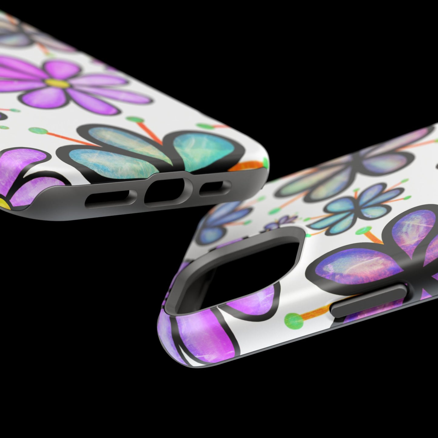 Whimsical Lavender Floral MagSafe iPhone Case – Ultra-Slim, High-Gloss Finish