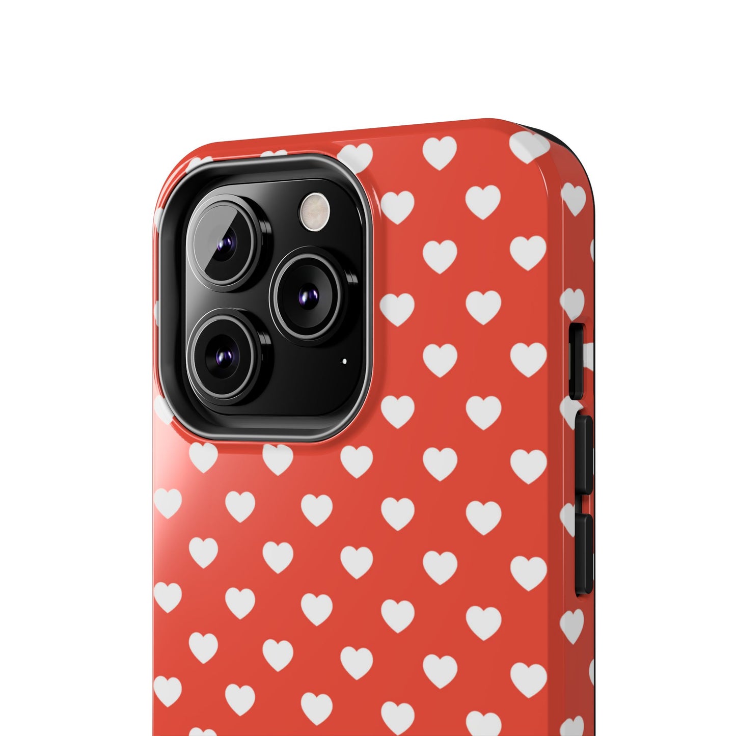 White Hearts on Red iPhone Case