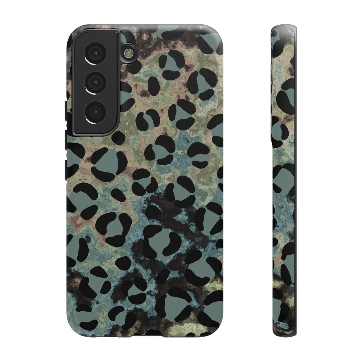 Moody Watercolor Leopard Print Tough Samsung Galaxy Case – Earthy Abstract Pattern with Dual-Layer Protection