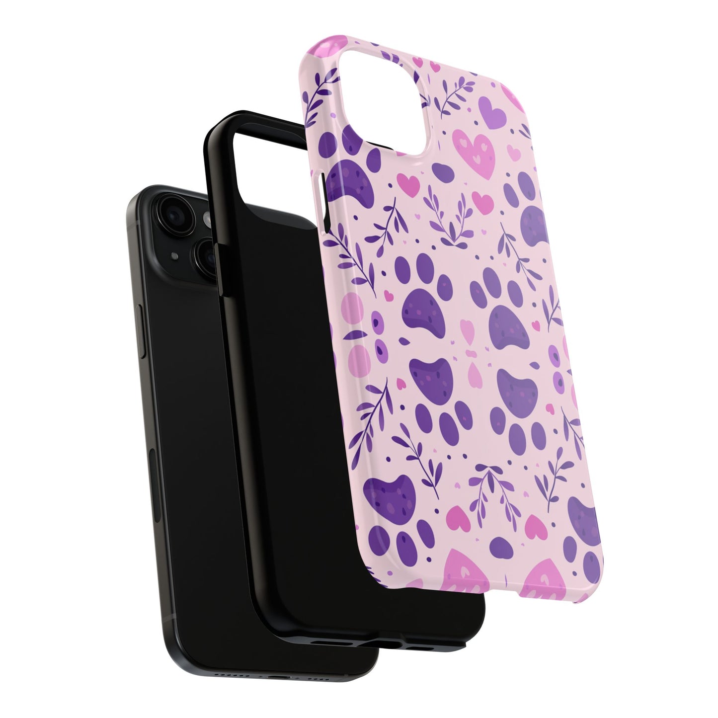 Pastel Paw Print iPhone Case - Cute Pet-Themed Floral Protective Cover