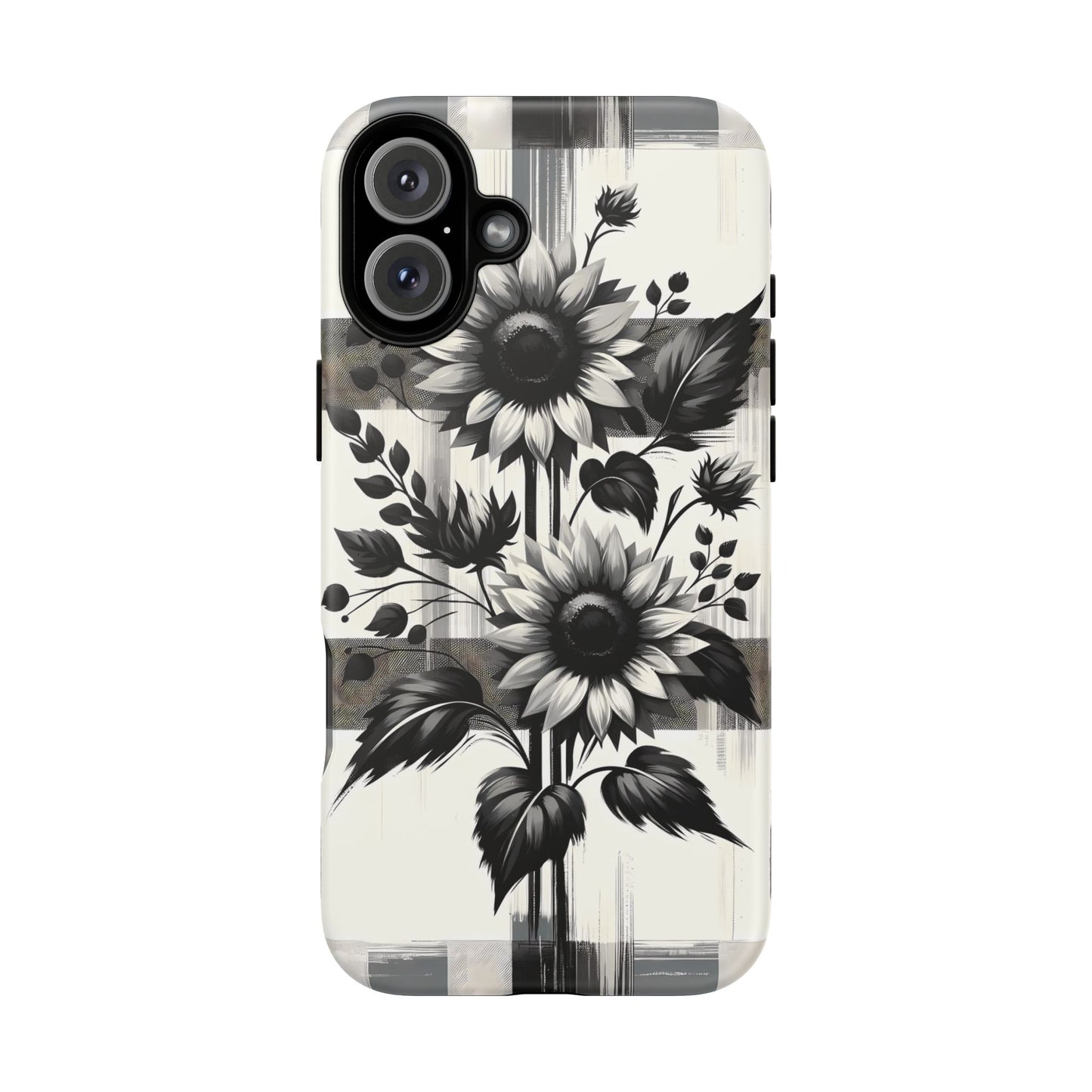 Black/White Sunflower Plaid Phone Case