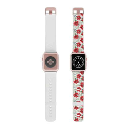 Festive Poinsettia Holiday Pattern Apple Watch Band