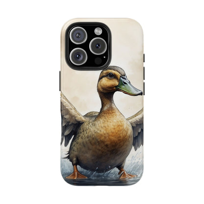 Graceful Duck in Watercolor Scene - iPhone Case