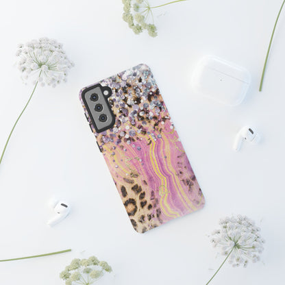 Crystal Glam Leopard - Samsung Galaxy Series Case with Glitter and Gem Accents