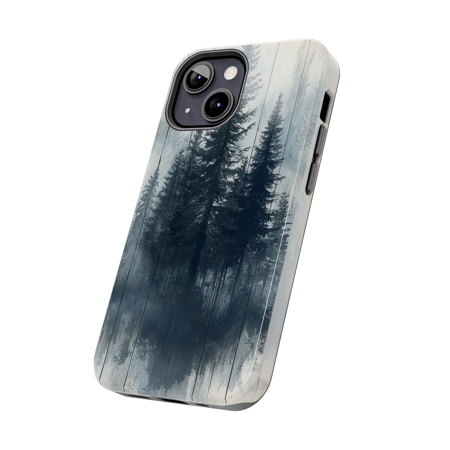 Rustic Pine Forest iPhone Case - Blue Toned Woodland Country Design