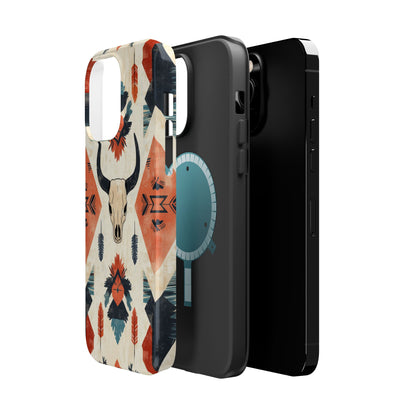 Southwestern Boho Skull Tough MagSafe iPhone Case – Durable Matte Finish, Dual-Layer Protection