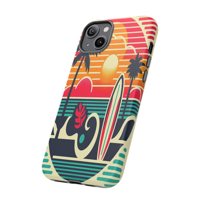 Retro Beach Vibes iPhone Case - Sunset Surfing Protective Cover