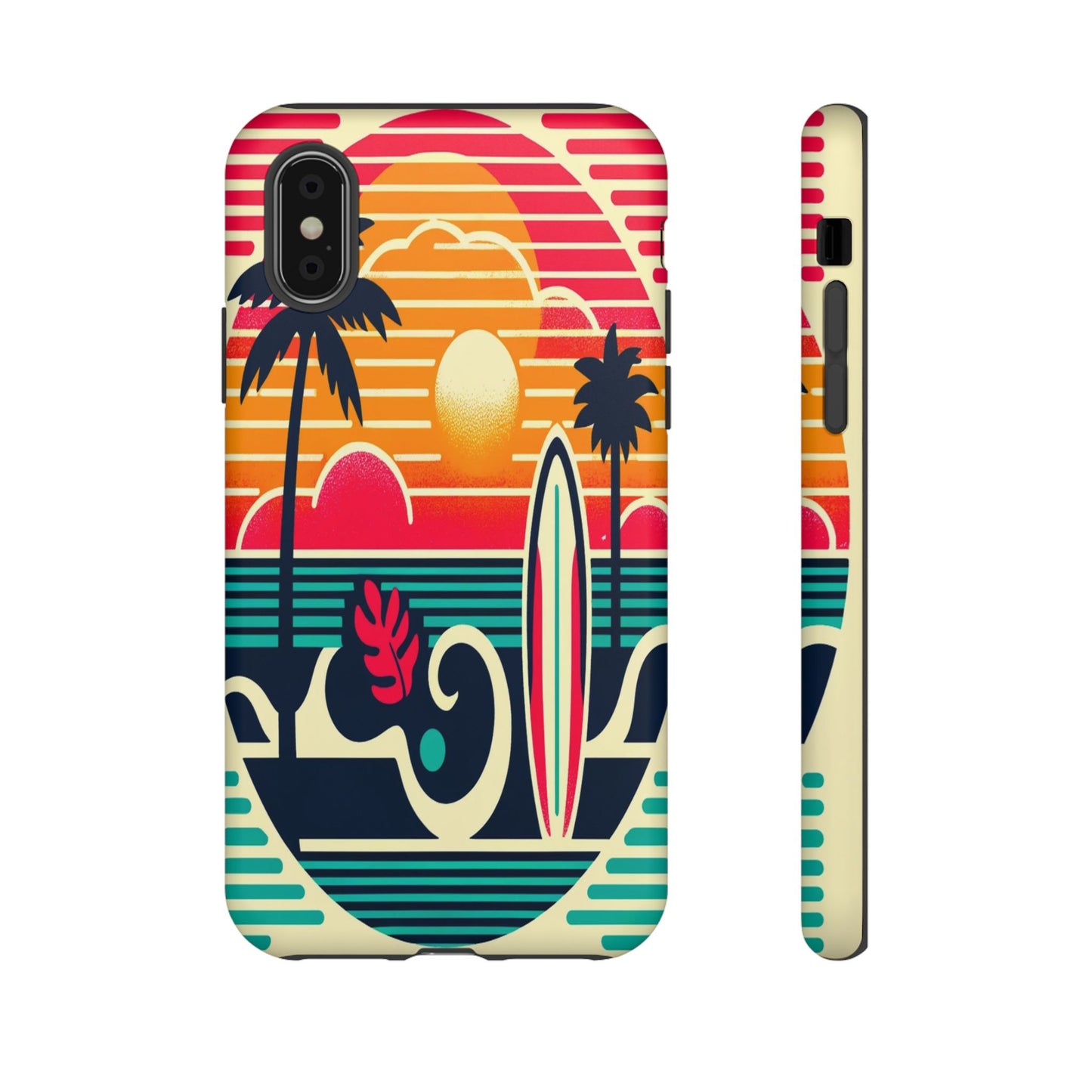 Retro Beach Vibes iPhone Case - Sunset Surfing Protective Cover