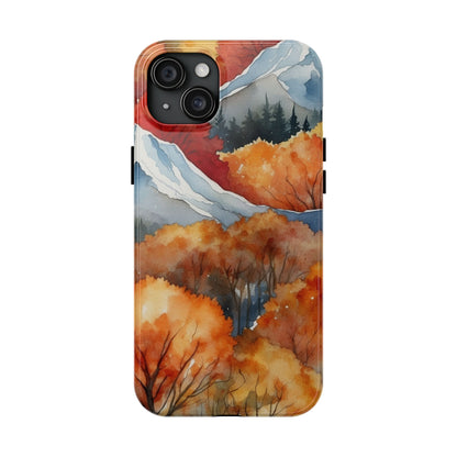 Autumn Mountain Forest Watercolor - iPhone Case