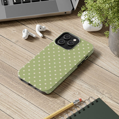 Sage Green Polka Dots – iPhone Case