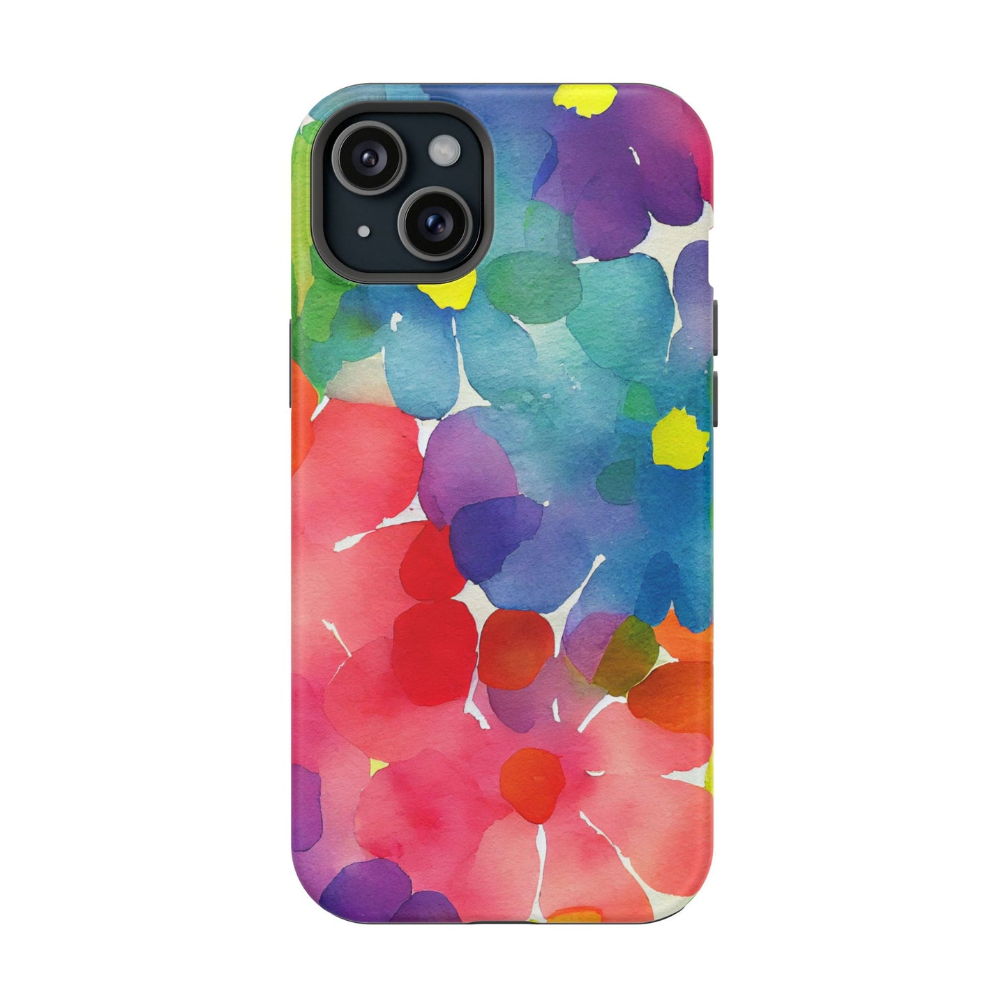 Rainbow Bloom Watercolor MagSafe iPhone Case – Slim Design, Glossy Finish