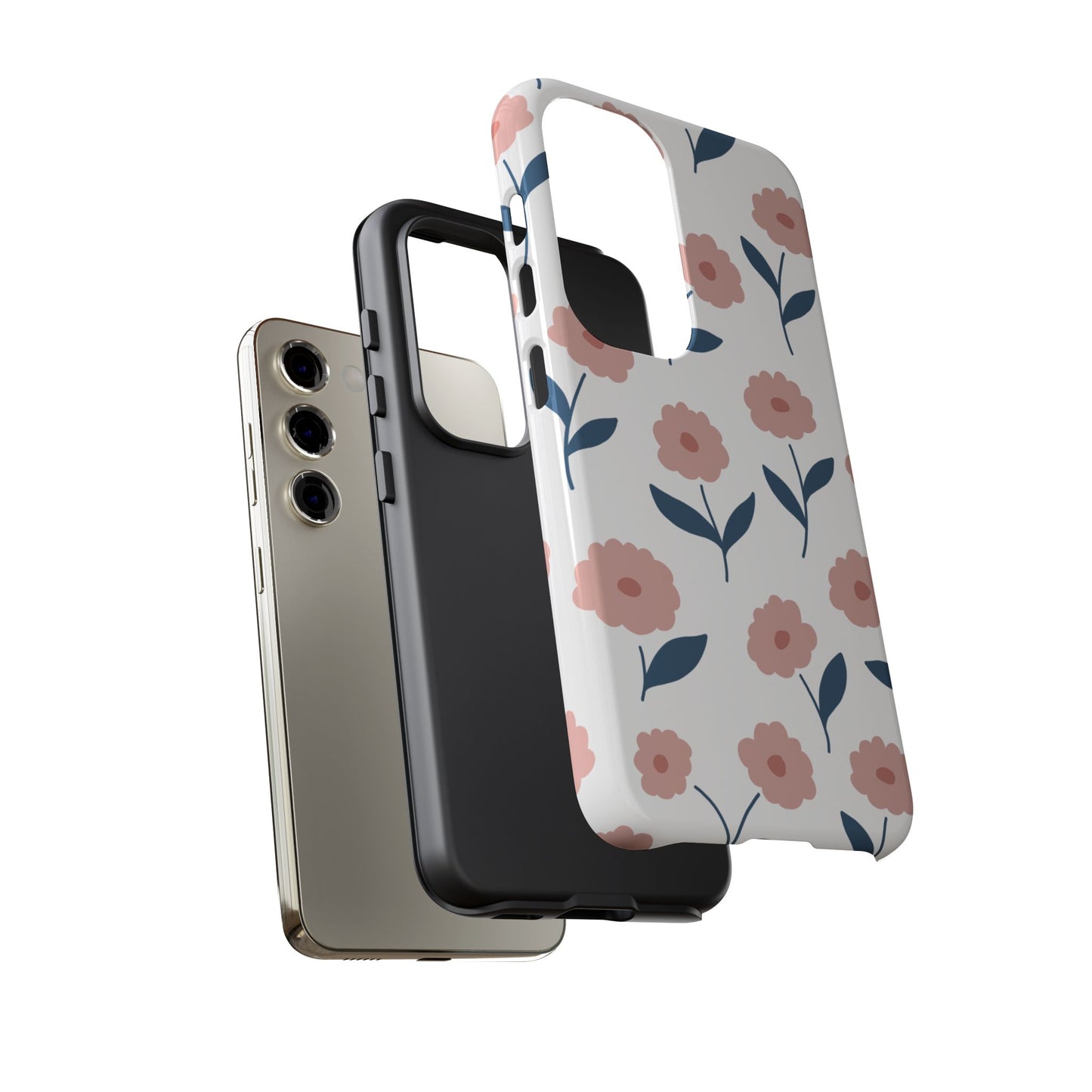 Playful Pink Floral Tough Samsung Galaxy Case – Soft Pastel Design, Slim & Shockproof - BOGO Cases