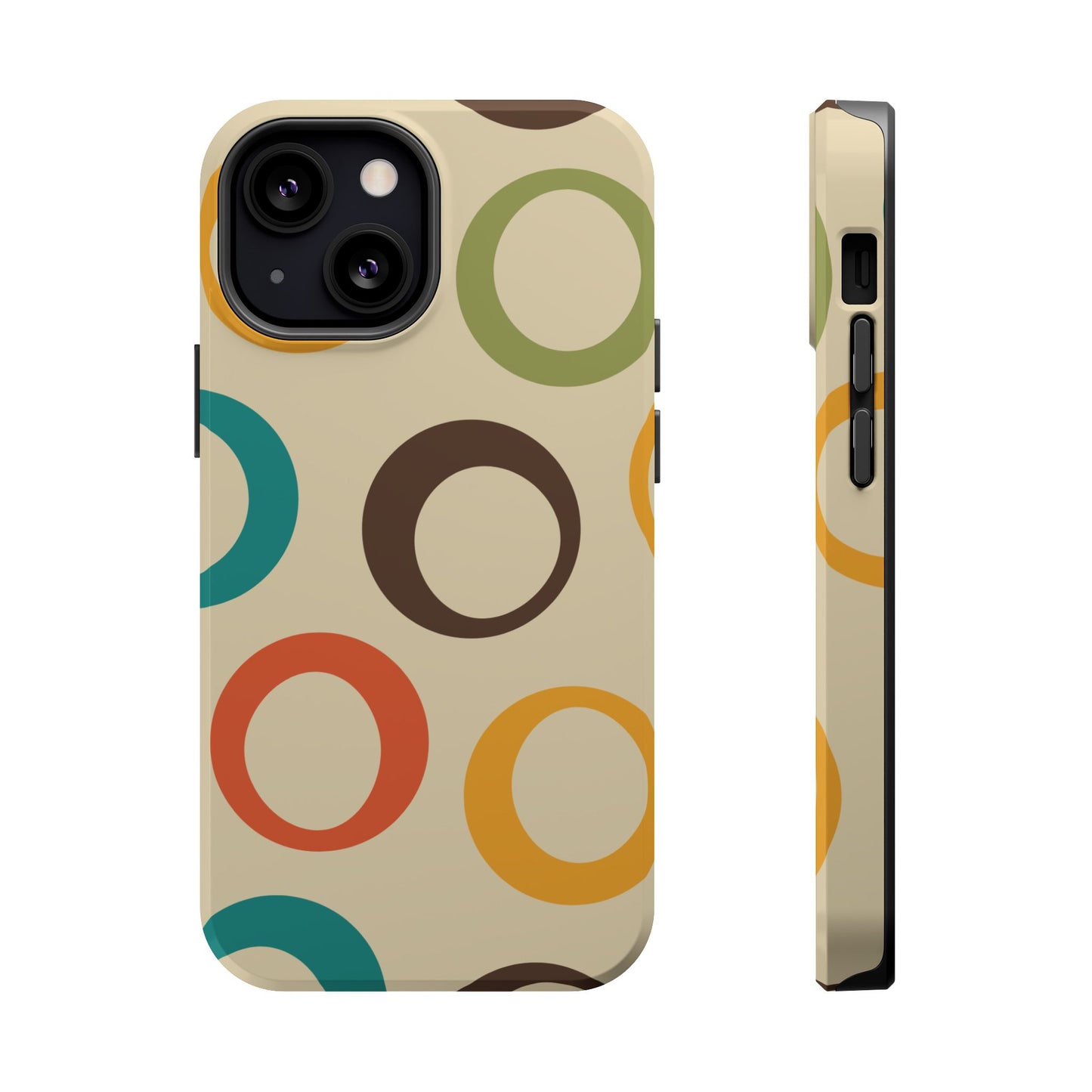Retro Colorful Rings MagSafe iPhone Case – Shockproof, Matte Finish, Dual-Layer Protection