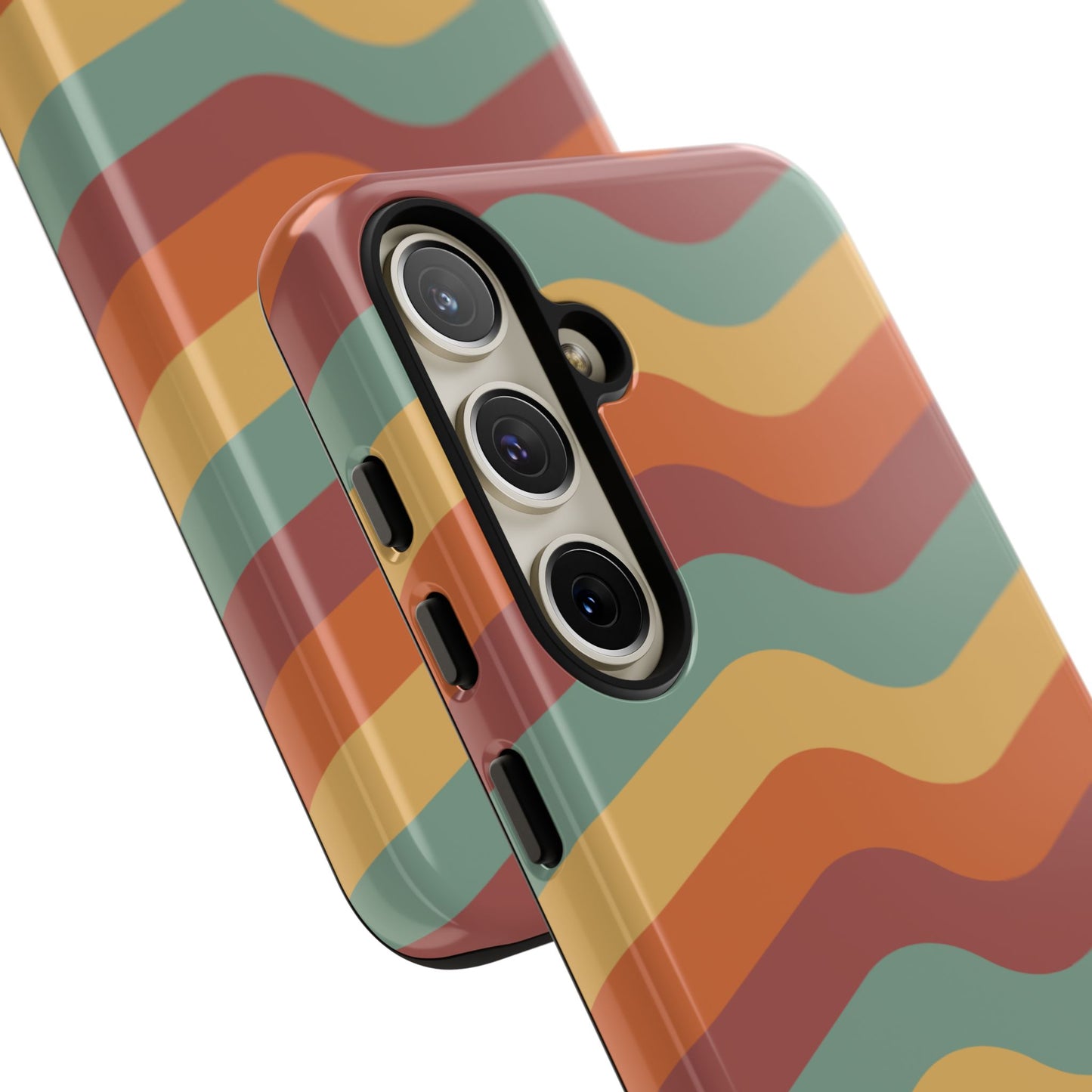 Retro Vibe Wavy Stripes Samsung Galaxy Case – 70s-Inspired in Teal, Orange, and Rust