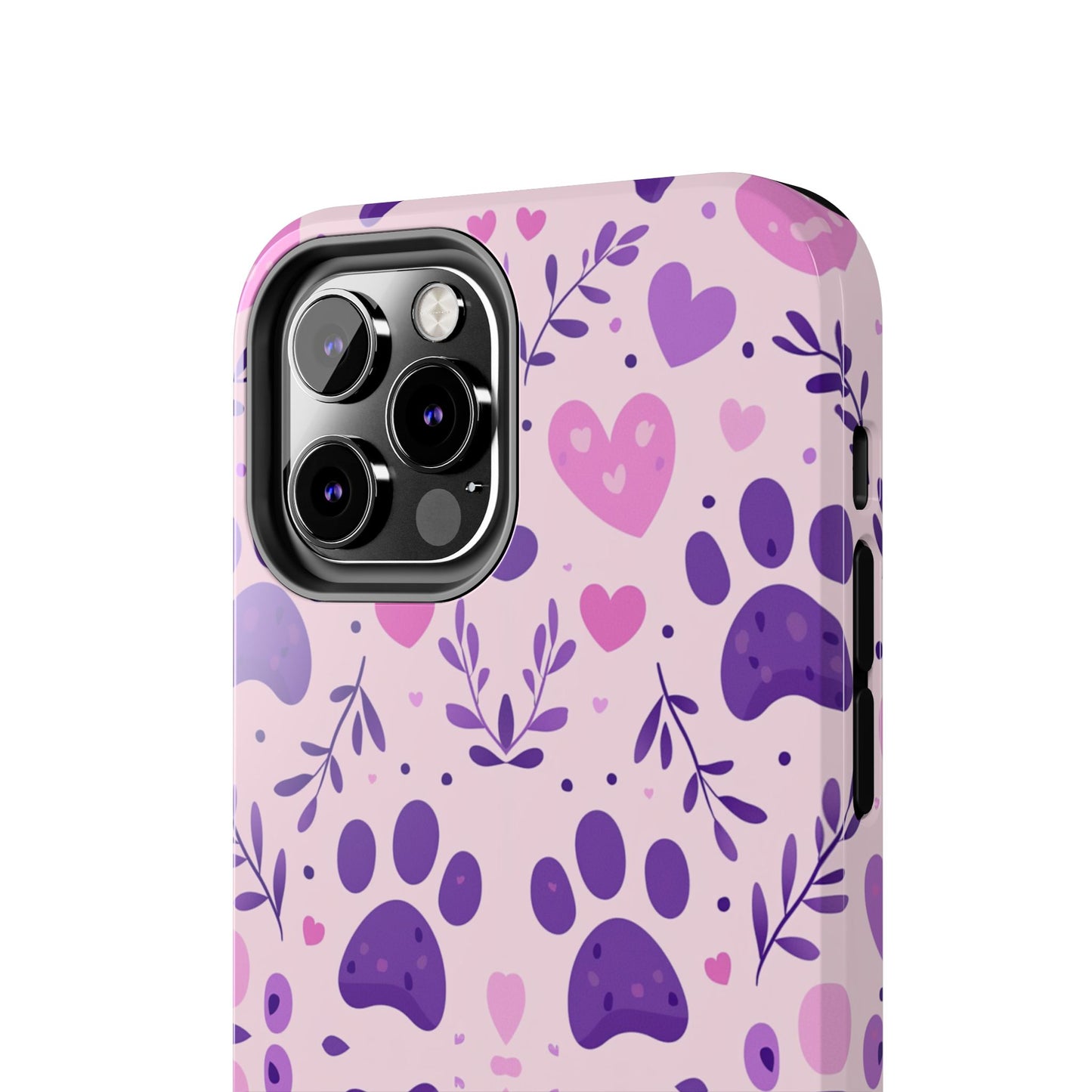 Pastel Paw Print iPhone Case - Cute Pet-Themed Floral Protective Cover