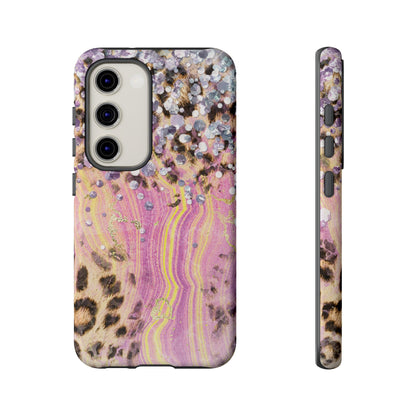 Crystal Glam Leopard - Samsung Galaxy Series Case with Glitter and Gem Accents